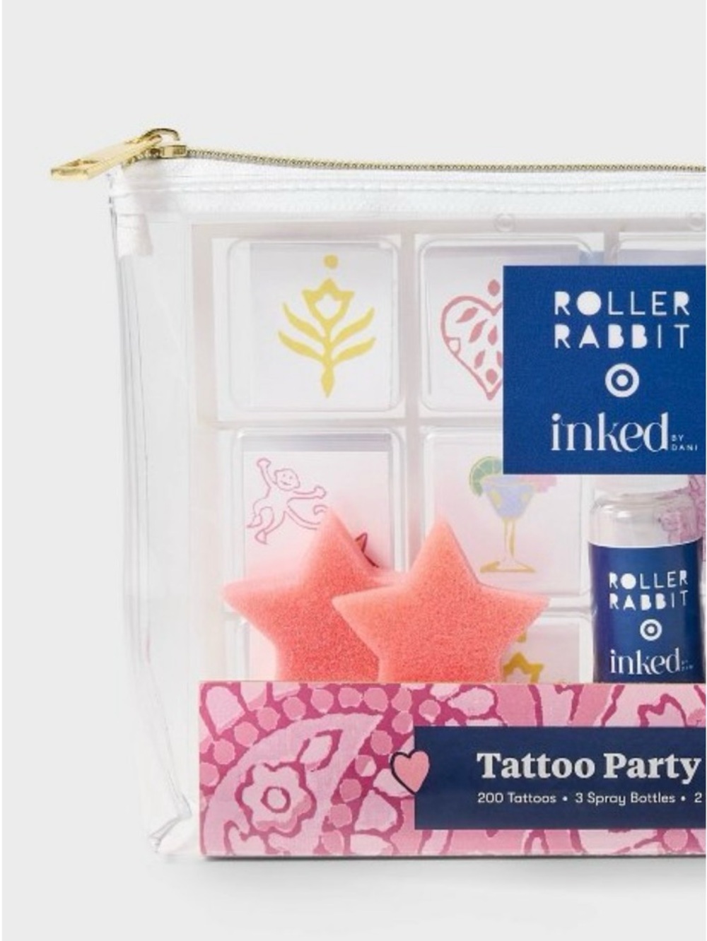 Roller Rabbit Pink & Navy Temporary Tattoo Kit (205 pieces)